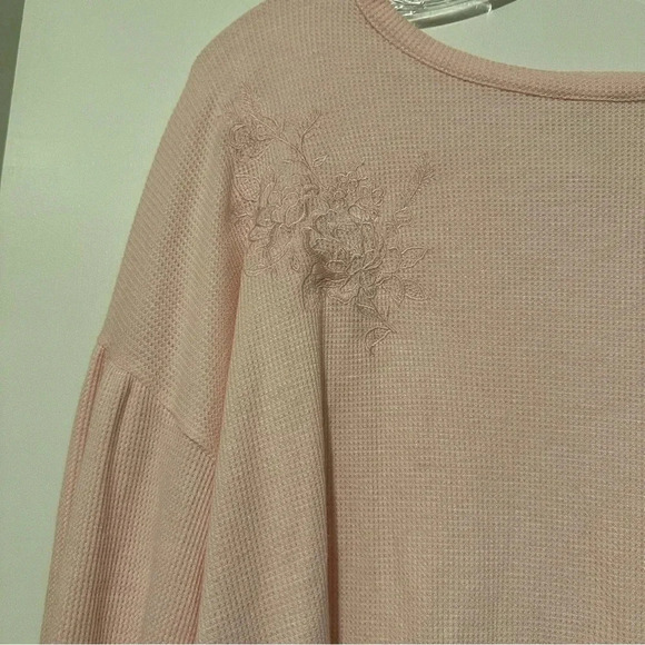 Cupio pale pink long sleeve top embroidered flowers size L - Picture 3 of 7